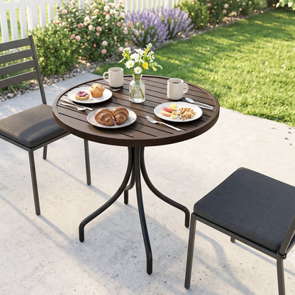 Φ66cm Galvanised Steel Garden Table - Brown