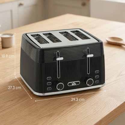 4 Slice Toaster with 7 Browning Levels, Bread Toaster with Removable Crumb Tray, Black