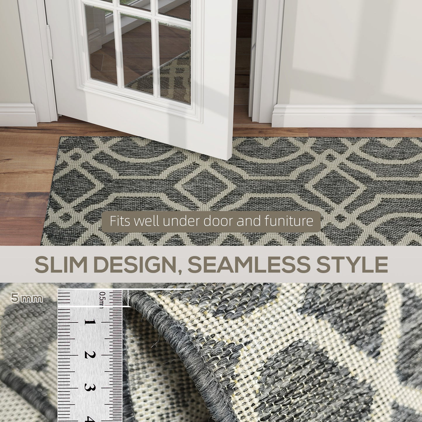 UV Resistant Indoor & Outdoor Area Rug, Easy-Cleaning Machine Washable Rug with Geometric Pattern for Patio, Garden, Kitchen
