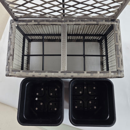 22 L Rattan Planter with Trellis, Freestanding Raised Beds for Garden with Two Plant Boxes
