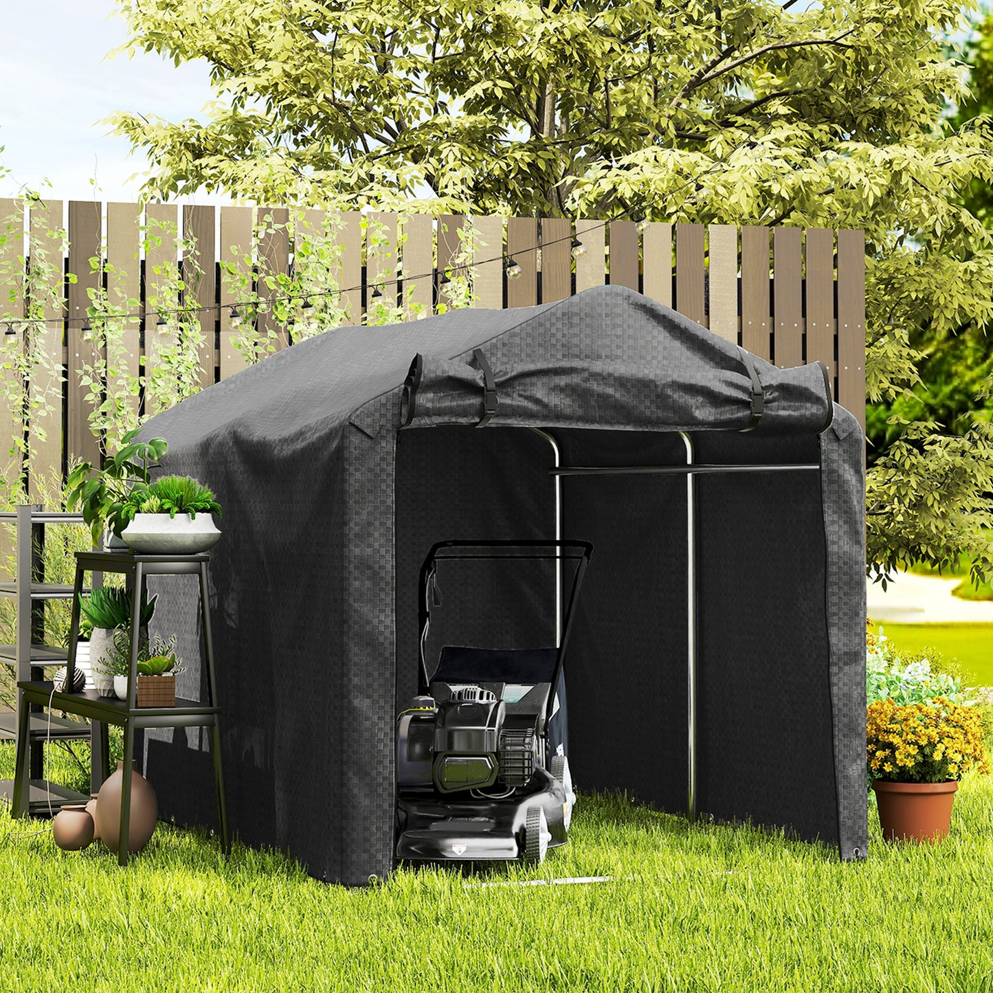 2.2 x 1.6 m Garden Storage Tent, Waterproof Anti-UV Bike Tent with Roll-up Zipper Door