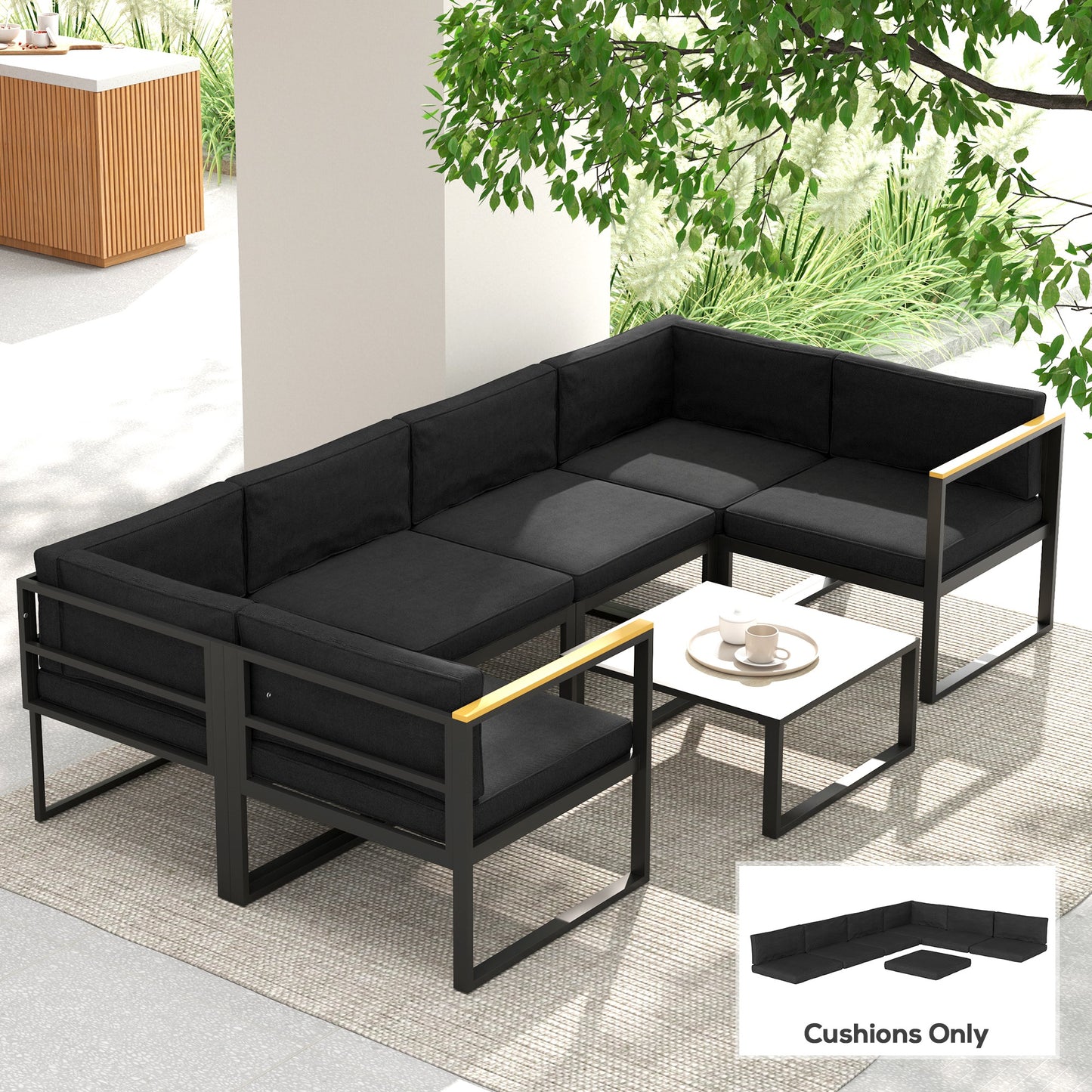 14-piece Dining Set Cushions - Black
