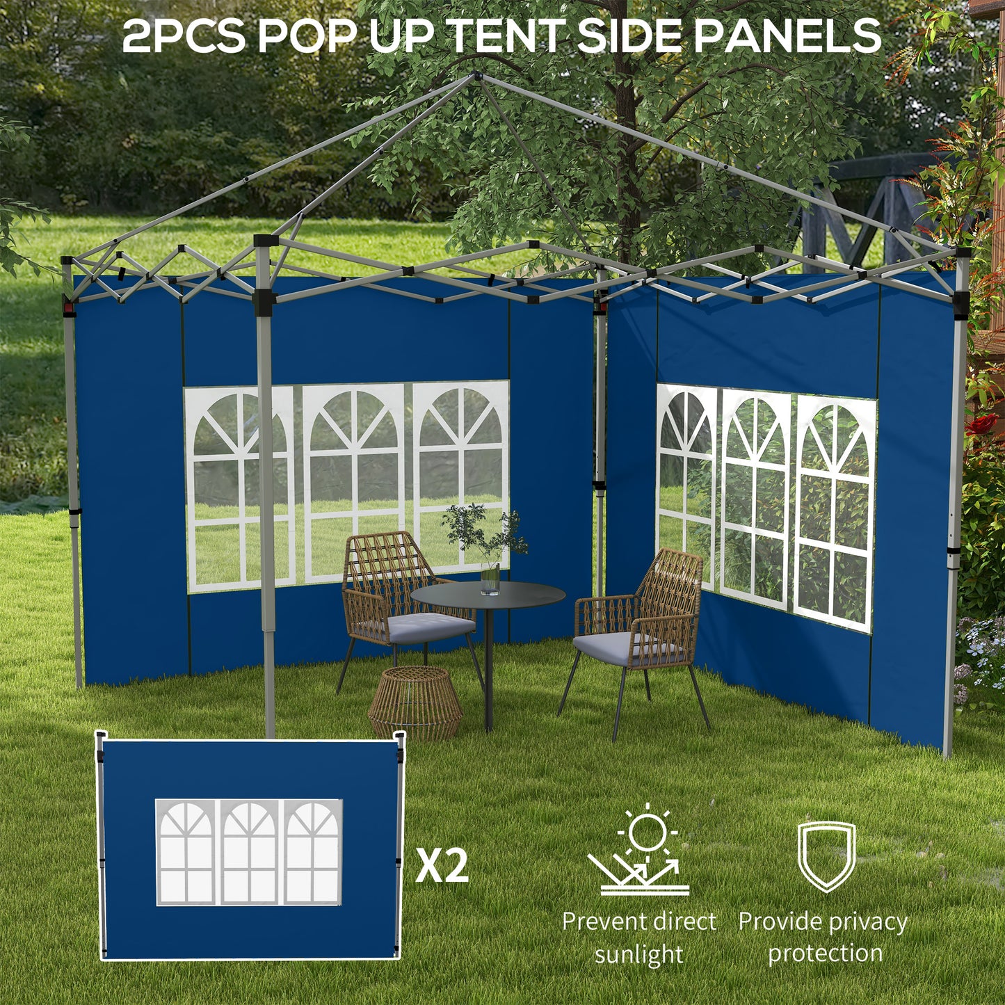 Set of 2 Gazebo Side Panels - Blue