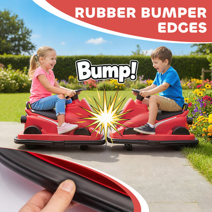 Kids Bumper Car, 360° Rotation Spin Electric Walzer Car with LED Lights, Music for Ages 3-8 Years Old, Red