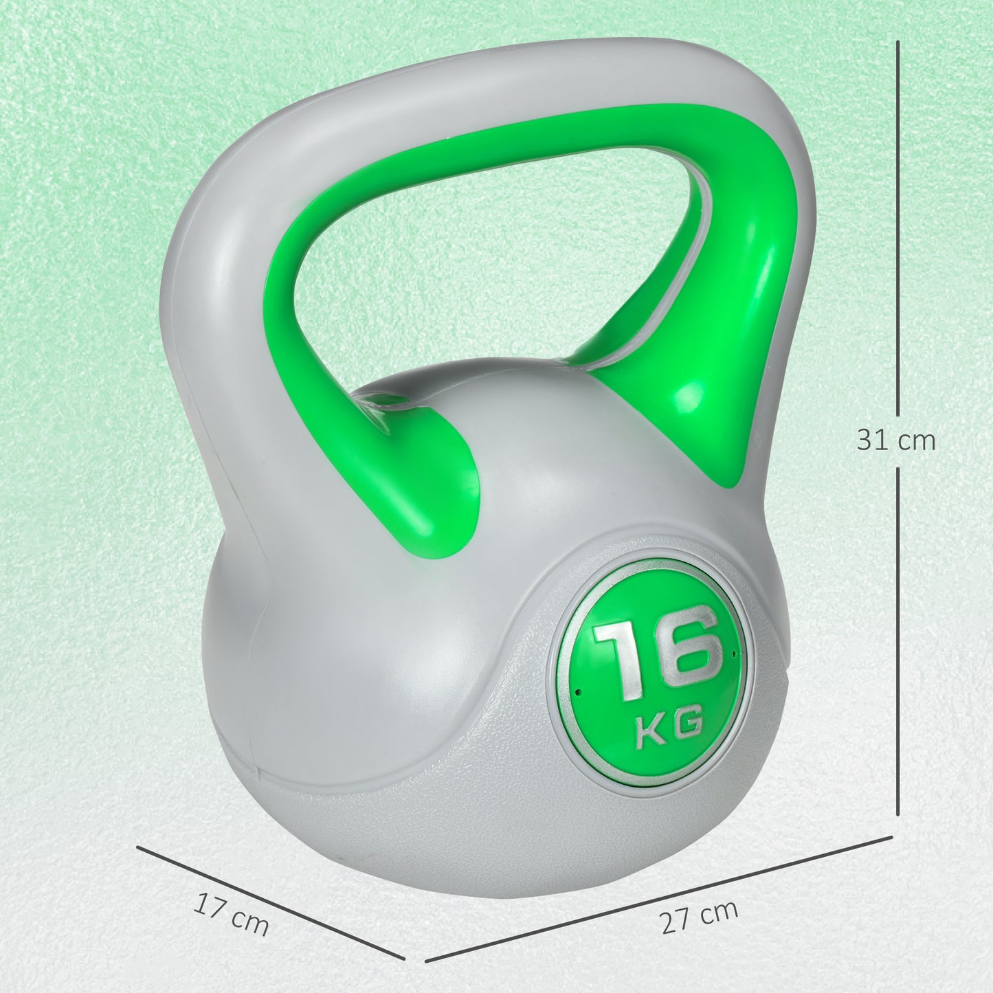 Kettlebell, 16kg Kettle Bells with Handle for Home Gym Weight Lifting and Strength Training, Green and Grey