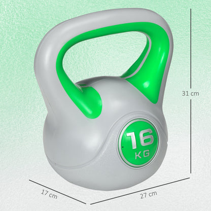 Kettlebell, 16kg Kettle Bells with Handle for Home Gym Weight Lifting and Strength Training, Green and Grey