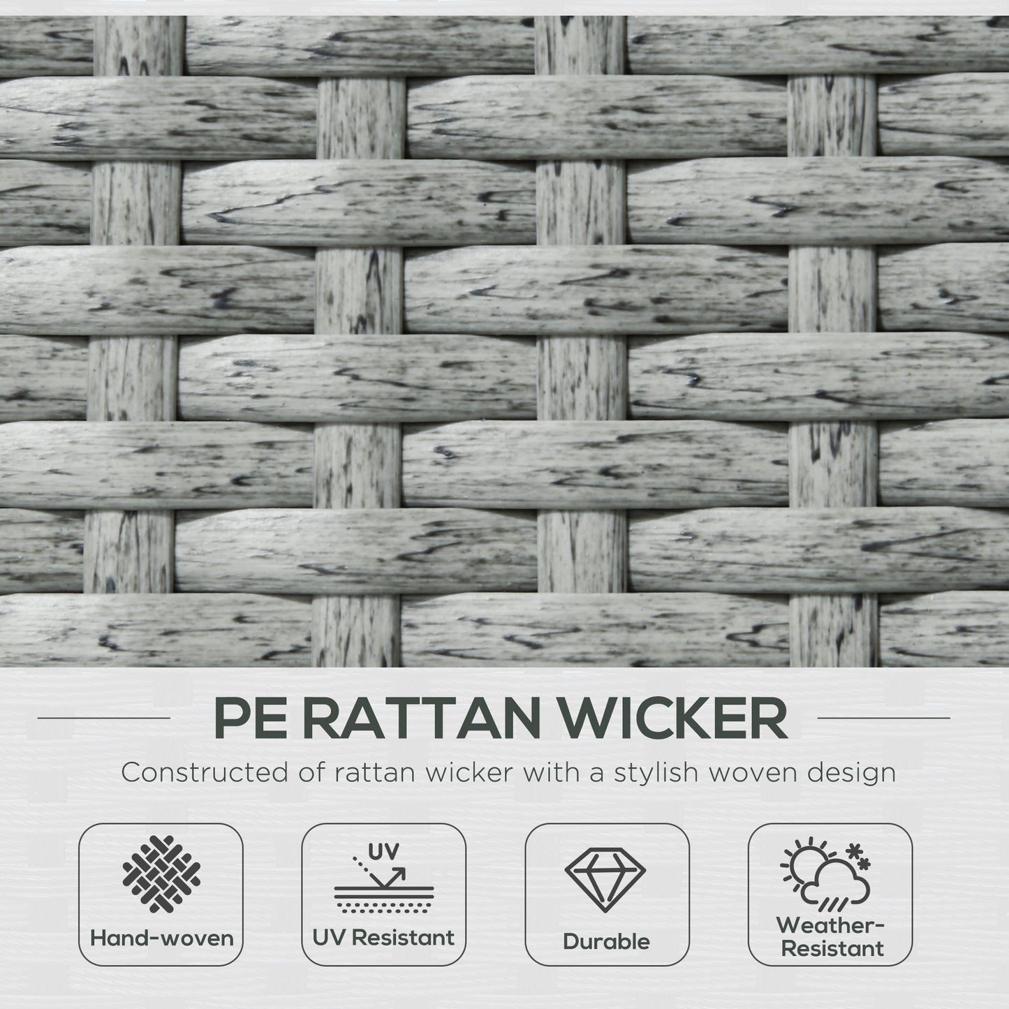 5PC PE Rattan Sun Lounger, Outdoor Wicker 5-level Adjustable Recliner Sofa Bed with Storage Side Table and Footstools