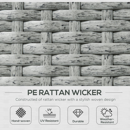 5PC PE Rattan Sun Lounger, Outdoor Wicker 5-level Adjustable Recliner Sofa Bed with Storage Side Table and Footstools
