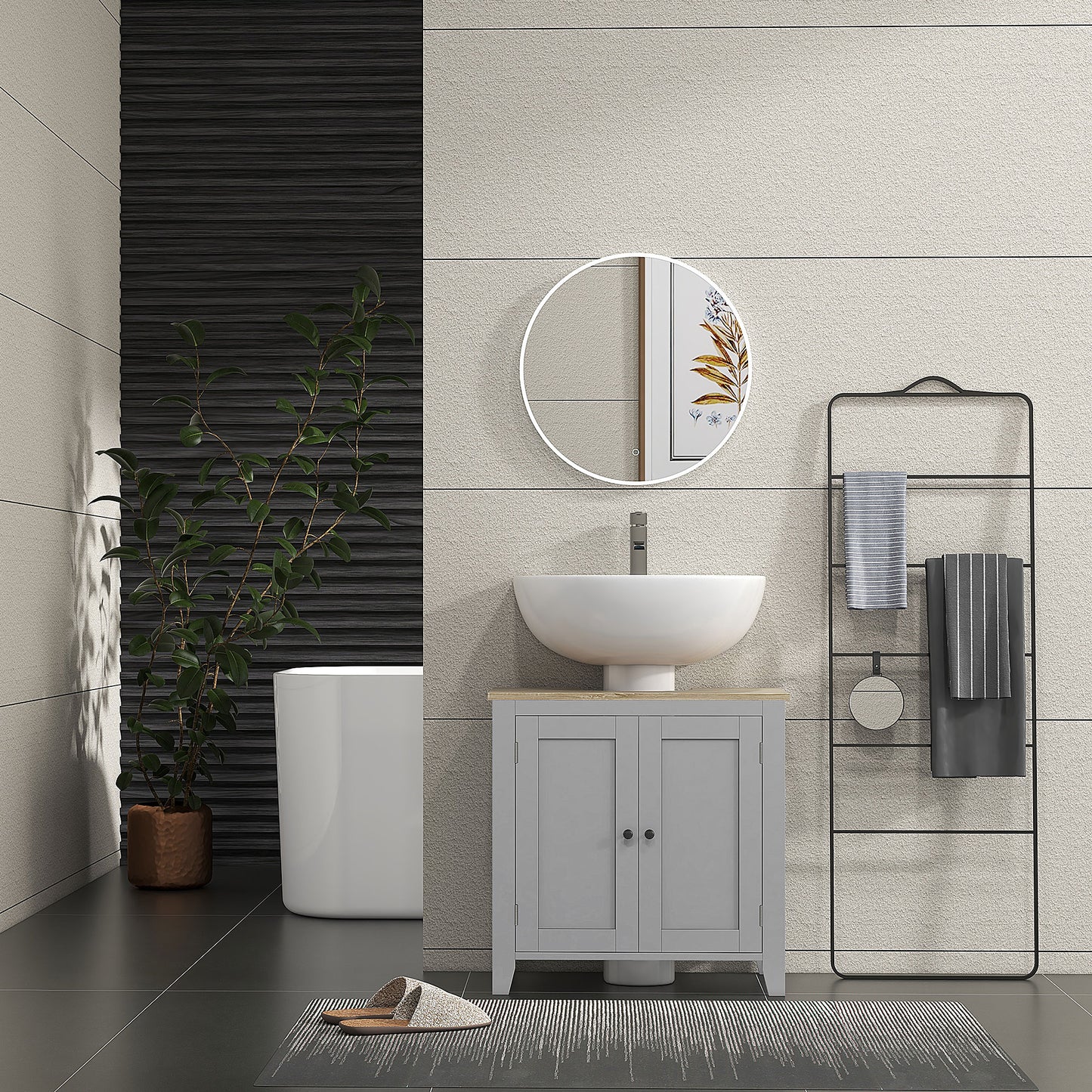 Under Sink Cabinet, Bathroom Sink Cabinet with 2 Doors, Pedestal Under Sink Design