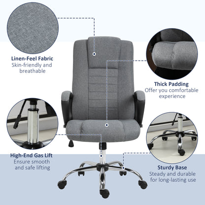 Linen-Look Swivel Office Chair - Dark Grey