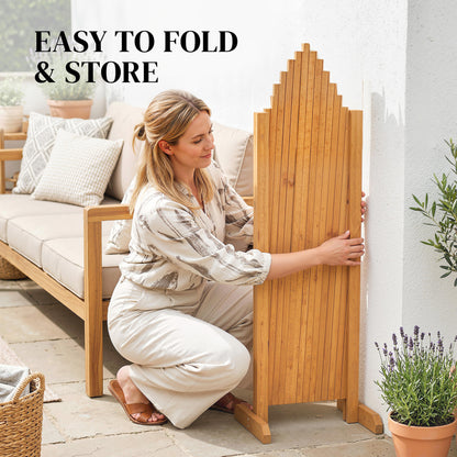 2 Pack Expanding Fence Panels, Wooden Freestanding Garden Fence with Stable Feet, 180 x 30 x 103cm, Brown