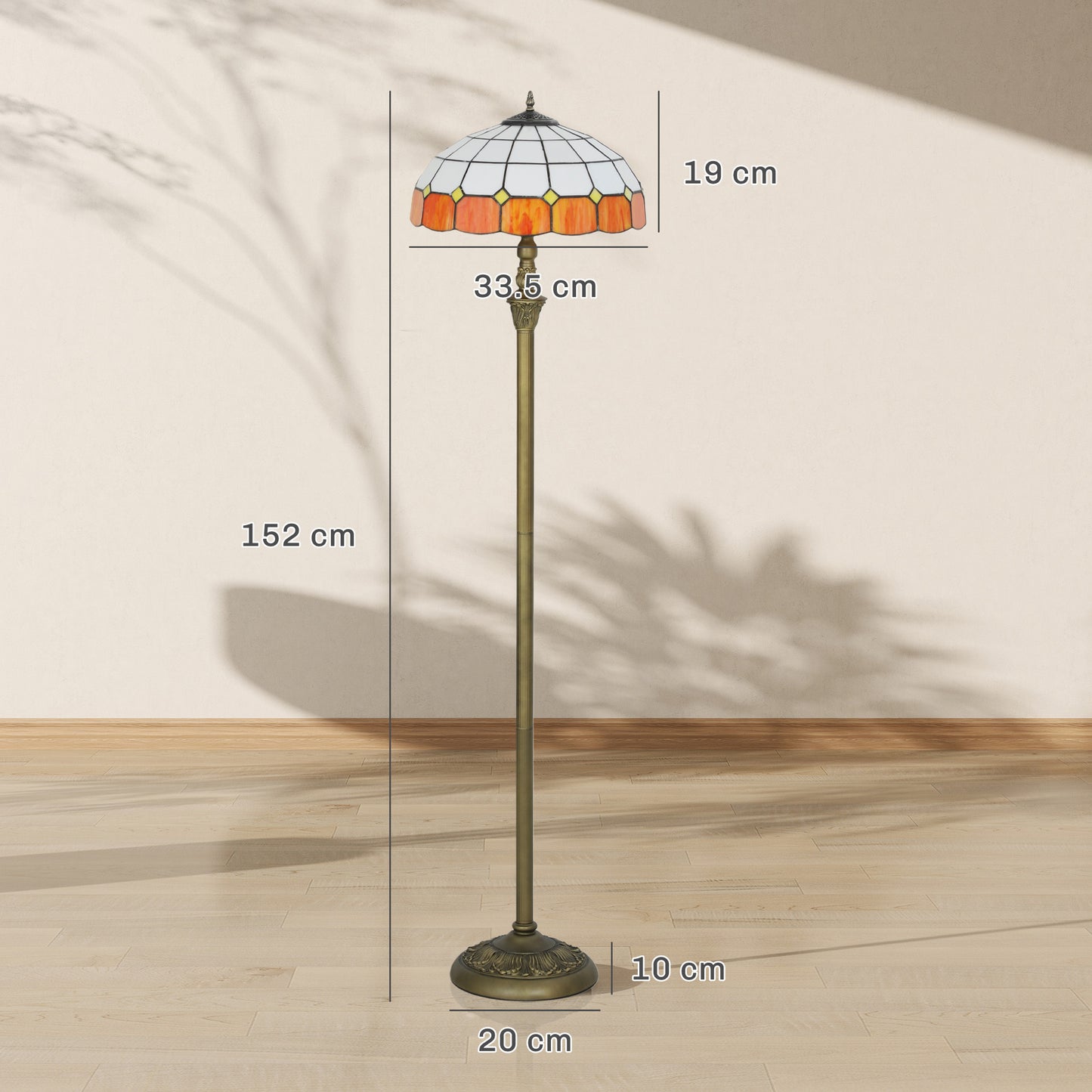 Tiffany-Style Floor Lamp with Handcrafted Stained Glass Shade