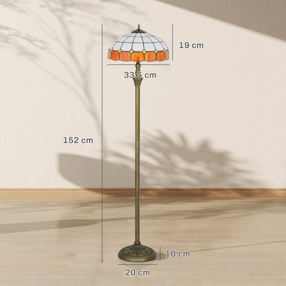 Tiffany-Style Floor Lamp with Handcrafted Stained Glass Shade