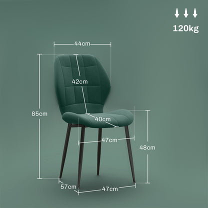 Set of Four Flannel Relaxed Tub Dining Chairs - Green