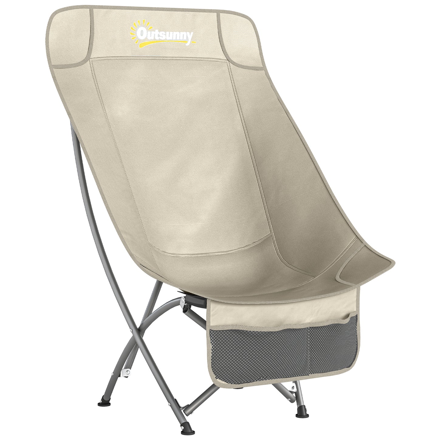 Camping Chair for Adults Heavy Duty Folding Camp Chair with Side Pocket and Carry Bag Khaki