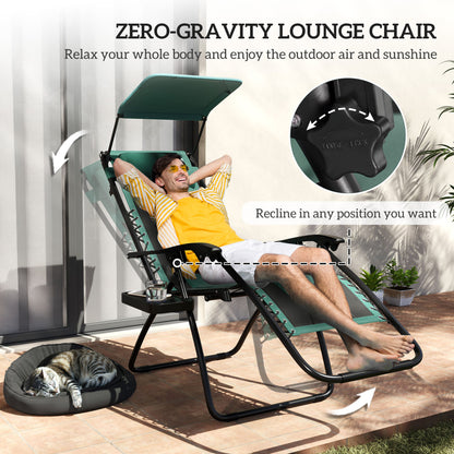 Zero Gravity Lounger Chair, Folding Reclining Patio Chair with Shade Cover, Padded Seat, Cup Holder
