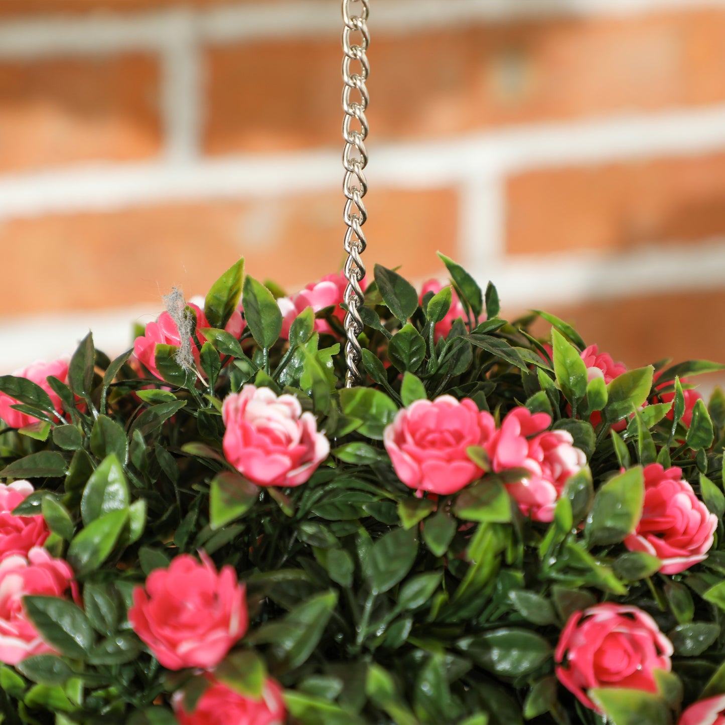 Set of 2 Decorative Artificial Plants, UV-protected Artificial Plant Topiary Rose Balls