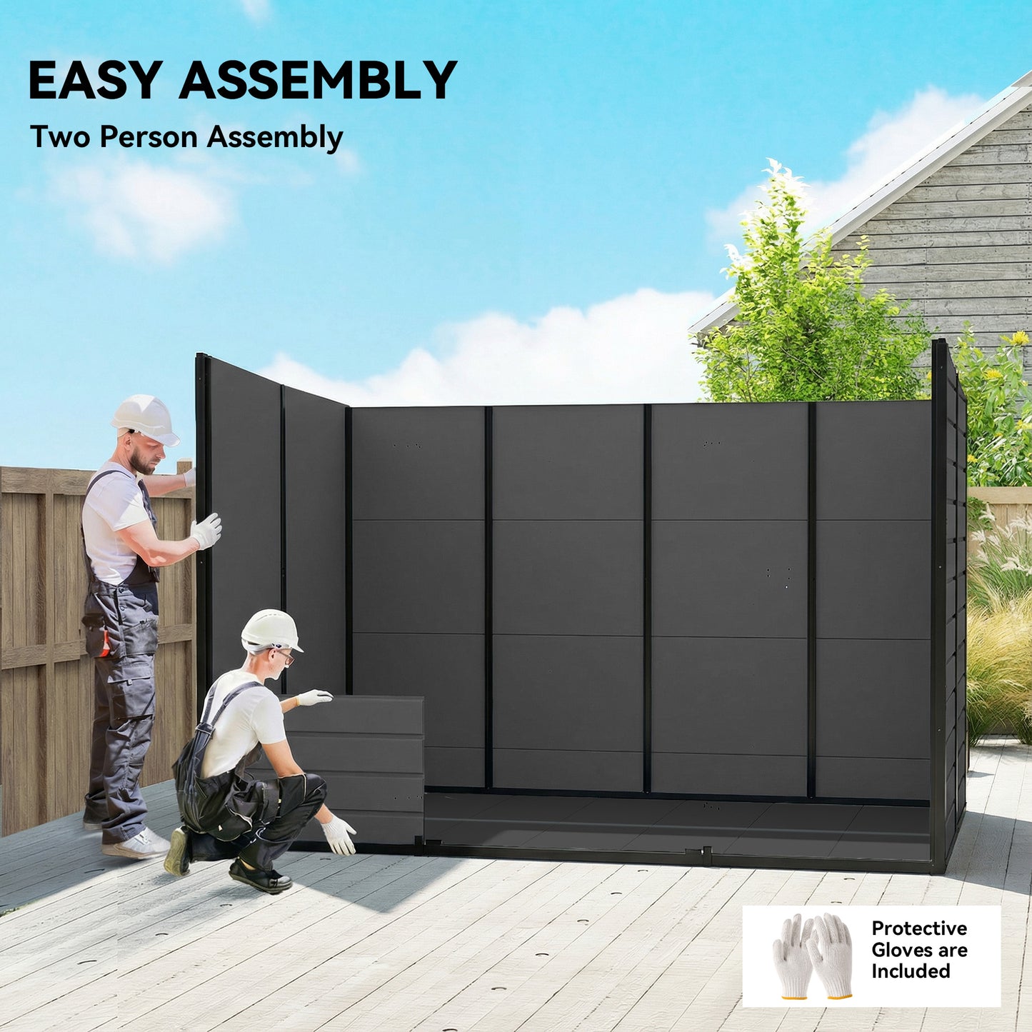 10 x 6 ft Resin Garden Shed, Outdoor Storage Shed with Floor, Windows, Lockable Doors and Vents, Dark Grey