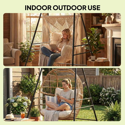 Hammock Chair Stand Only, 150KG Load Capacity, for Indoor Outdoor, Black