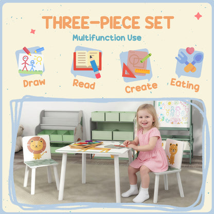 3-Piece Toddler Table and Chair Set, Kids Table with 2 Chairs Set for Bedroom, Nursery, Playroom, Green