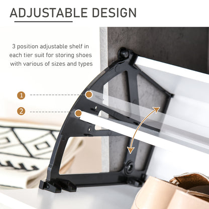 Two Drawer Shoe Cabinet Home Storage Organiser w/ Groove Handles Adjustable Shelves Modern Boxy Rack Hallway Bedroom Furnitur
