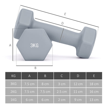 Dumbbells Set with Storage Rack, 2 x 1kg, 2 x 2kg, 2 x 3kg, Green