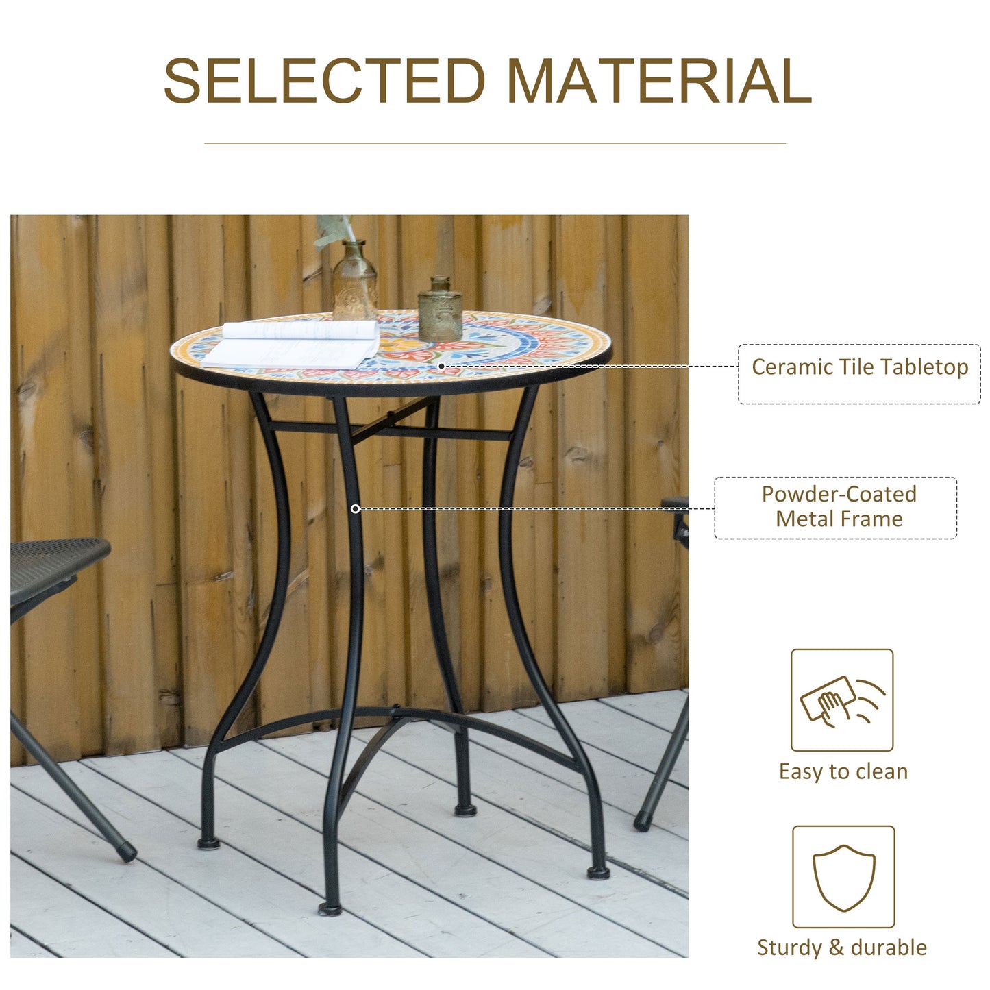 Φ60cm Mosaic Outdoor Patio Table - Red