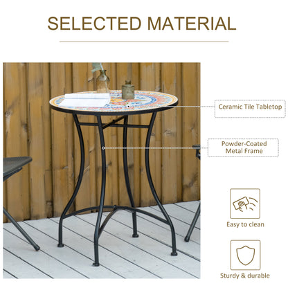 Φ60cm Mosaic Outdoor Patio Table - Red