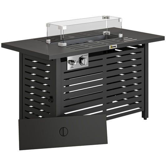 Propane Gas Fire Pit Table, Outdoor Firepit with 43" Steel Tabletop and Lid, 50