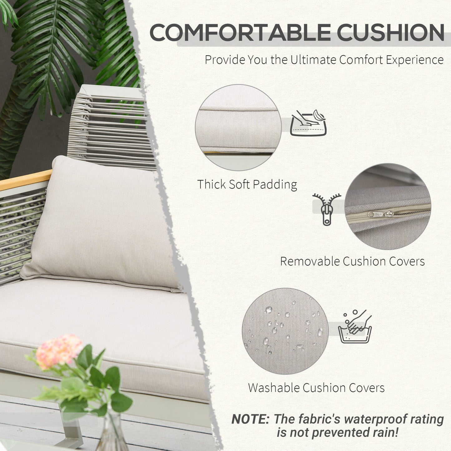4 Pieces Rattan Garden Furniture Set - Grey