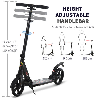 Folding Kick Scooter, Adjustable Ride On Scooter with 200mm Big Wheels and Double Shock Absorption