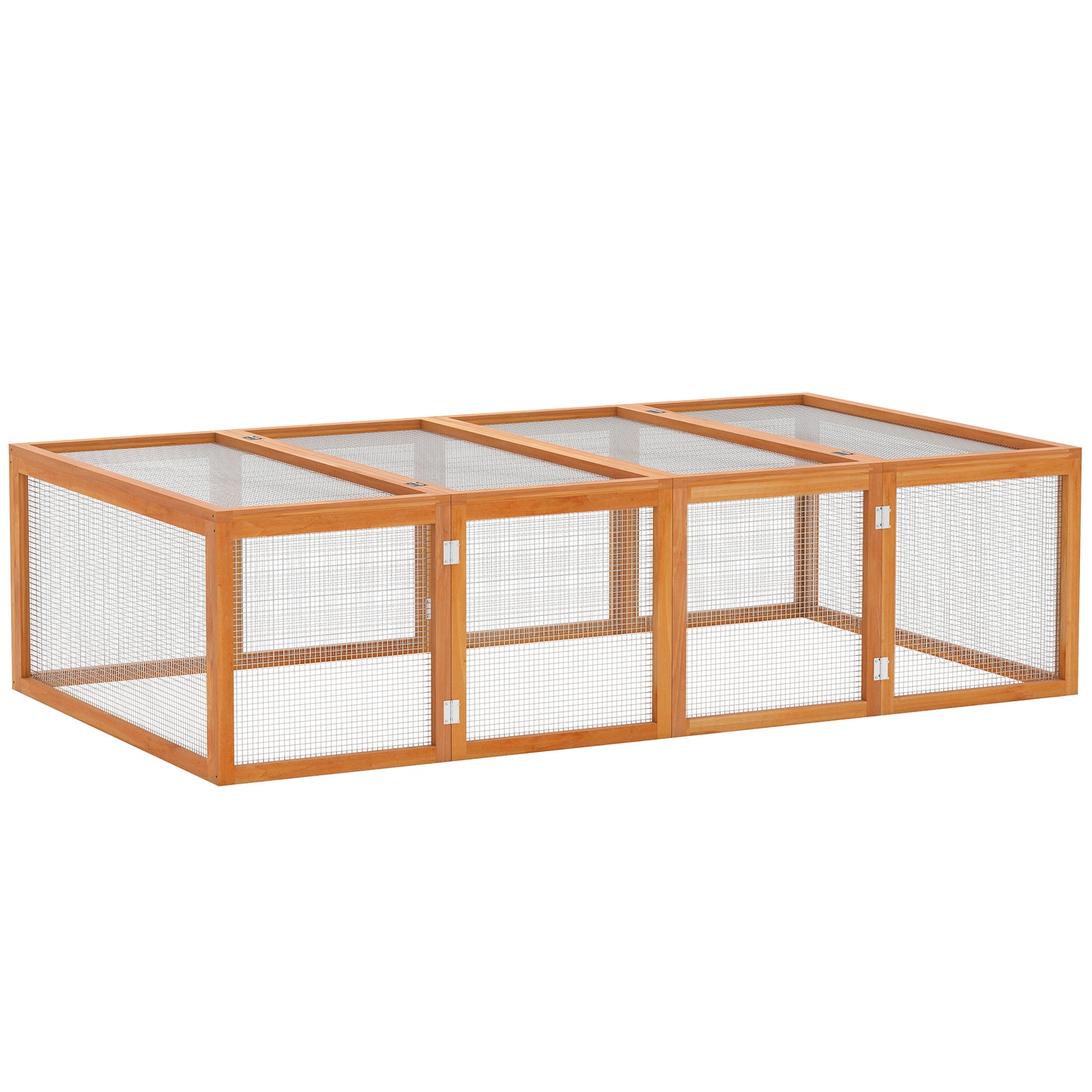 Wooden Rabbit Hutch Cage 6ft with Wire Mesh, Openable Roof, Play Space for Outdoor, Natural Wood Finish