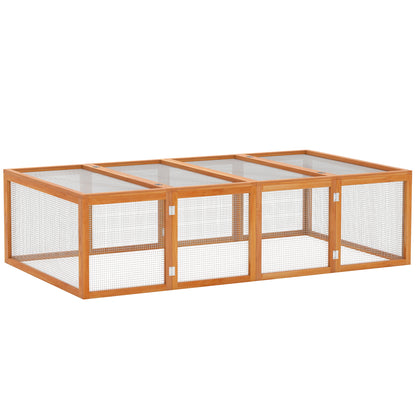 Wooden Rabbit Hutch Cage 6ft with Wire Mesh, Openable Roof, Play Space for Outdoor, Natural Wood Finish