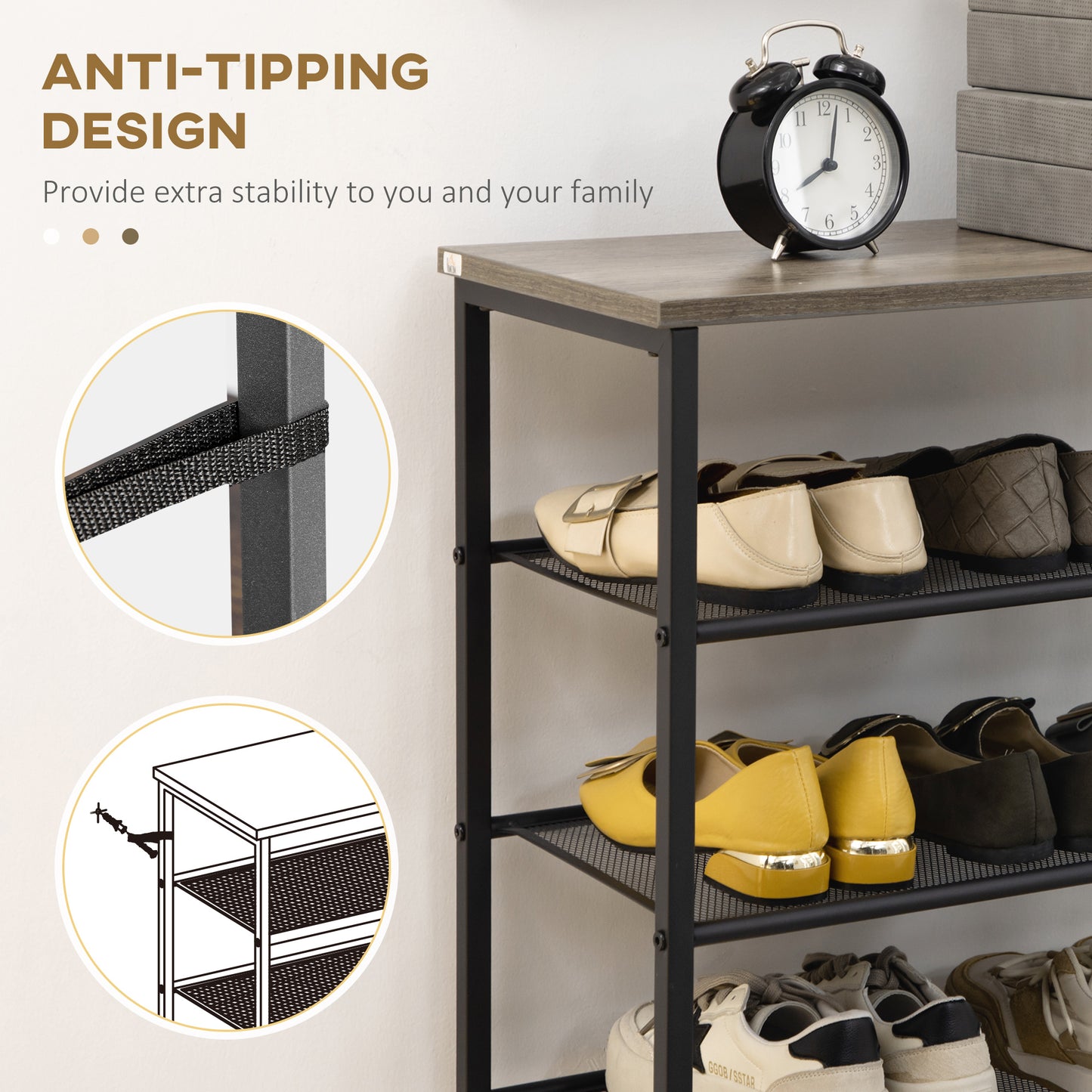 8-Tier Shoe Rack, Shoe Storage Organizer with Mesh Shelves