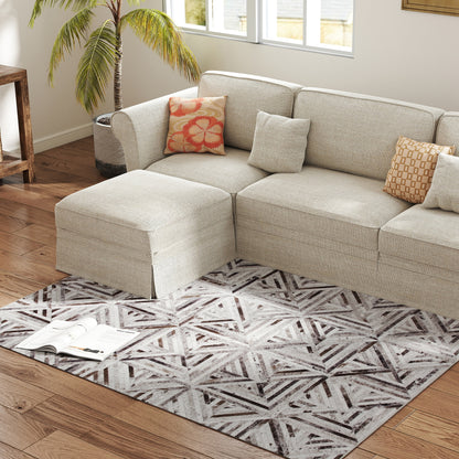 Modern Area Rug, Triangle Pattern Non-Slip Washable Rug, Chenille Floor Carpet for Living Room, Bedroom, Dining Room