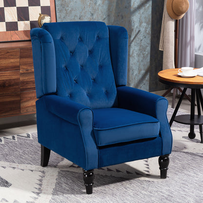 Wingback Accent Chair, Retro Upholstered Button Tufted Occasional Chair for Living Room and Bedroom, Blue