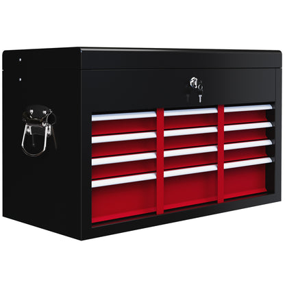 Steel Six Drawer Tool Storage Carry Chest, with Lock and Keys - Red