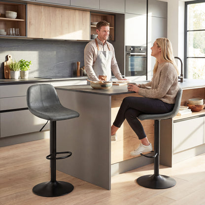 Bar Stools Set of 2, Modern Swivel Barstools with Footrest for Kitchen Island and Dining Room, Grey