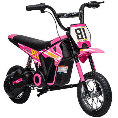 Kids Electric Motorbike, 24V Ride On Motorcycle with 3 Speeds and Rear Suspension, Dirt Bike for 8-12 Years Old, Pink