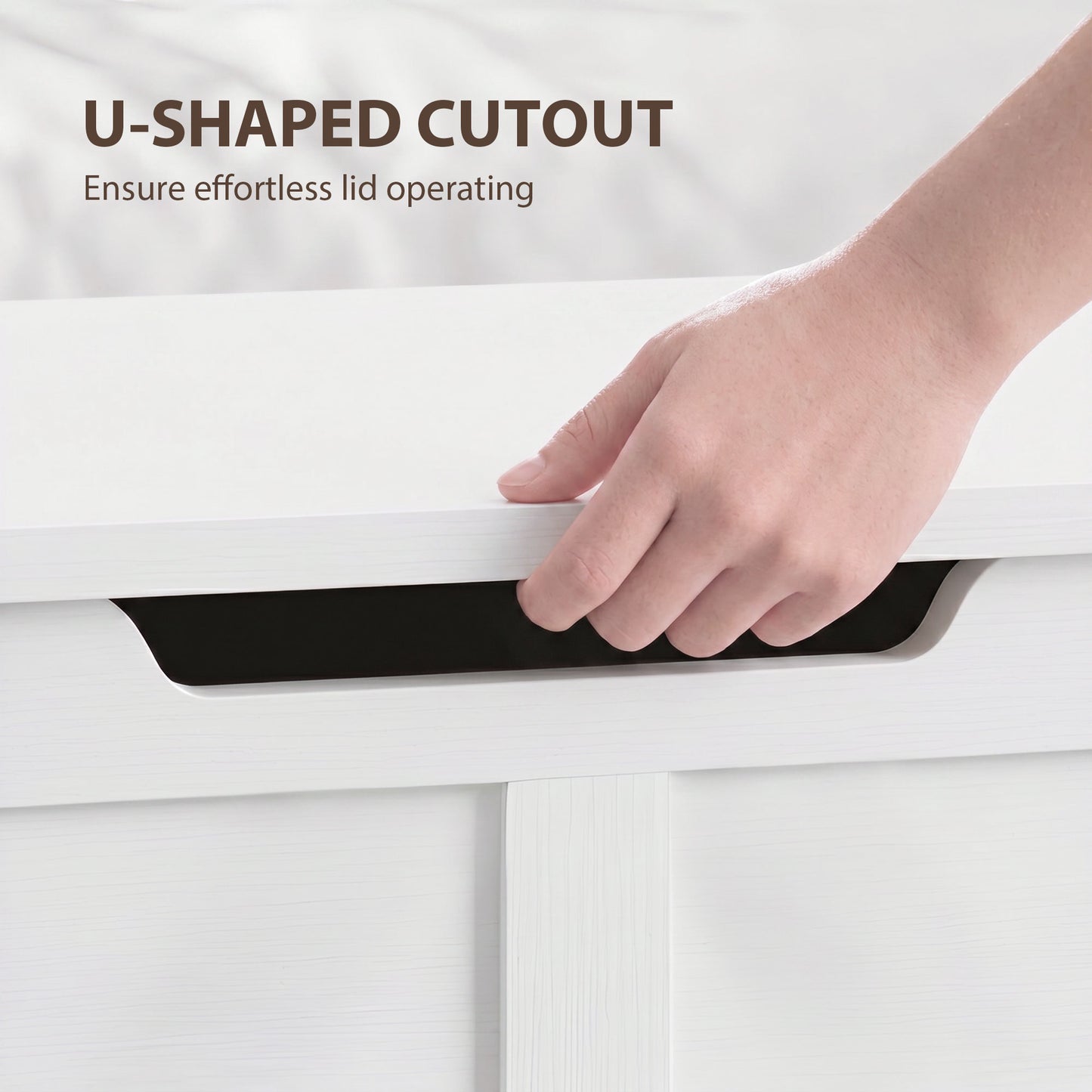 127L Home Storage Box, with Safety Hinges - White Wood-Effect