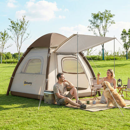 Inflatable Camping Tent with Rainfly, 3 Man Air Tent 3000mm Waterproof Blow Up Tents, Cream