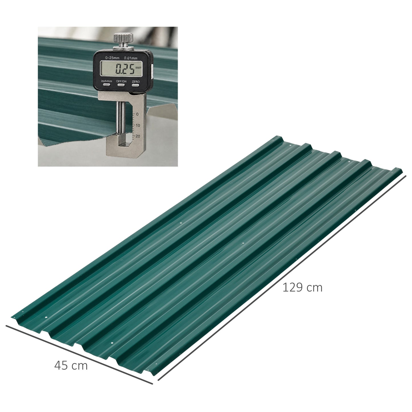 Set of 12 Corrugated Steel Roof Sheet Panels - Green