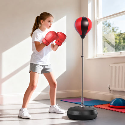 Punching Bag with Stand, 126-144 cm Height Adjustable Boxing Set Free Standing Speed Bag with Gloves and Air Pump for Teenage