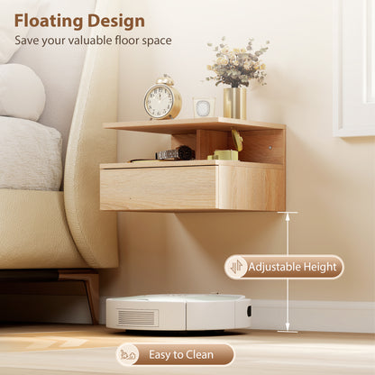 Set of Two Floating Bedside Tables - Oak