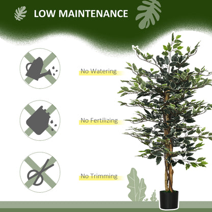 4.5ft Ficus Artificial Plant with Realistic Leaves, Potted Fake Tree for Home Office Indoor Decor, Green