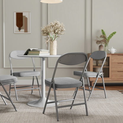 Set of Four Folding Corduroy Seat Chairs - Grey