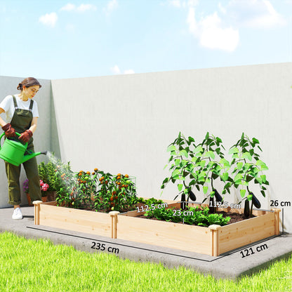 Raised Garden Bed, Wooden Planter Box with Divider and Open Bottom for Flowers, Herbs, Vegetables, DIY Painting