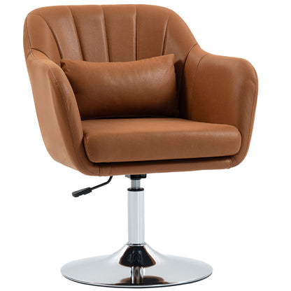 Swivel Accent Chair, Microfiber Cloth Tub Vanity Chair, Modern Armchair with Adjustable Height and Lumbar Support for Living