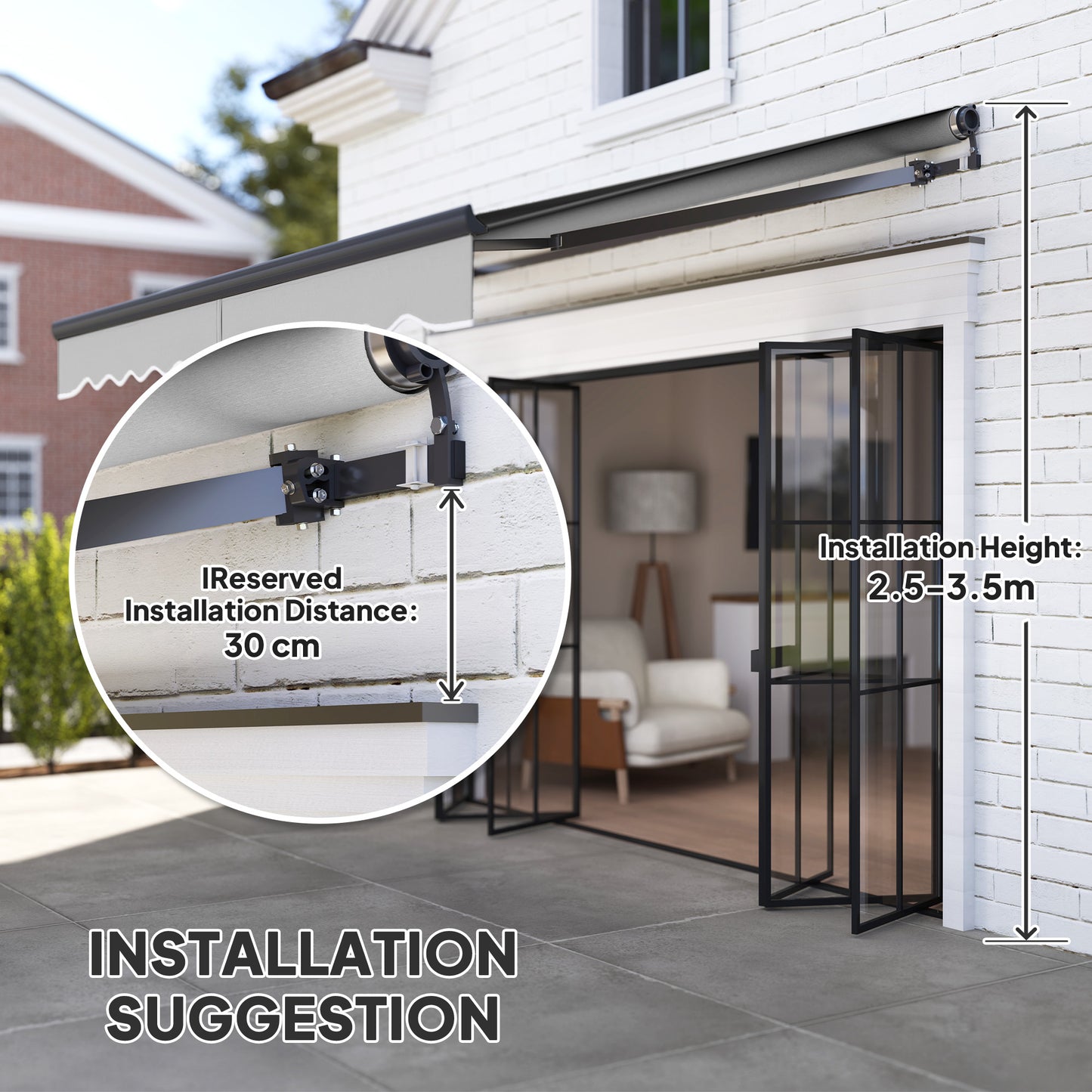 3 x 2.5m Electric Awning with Remote Controller, Aluminium Frame DIY Retractable Awning