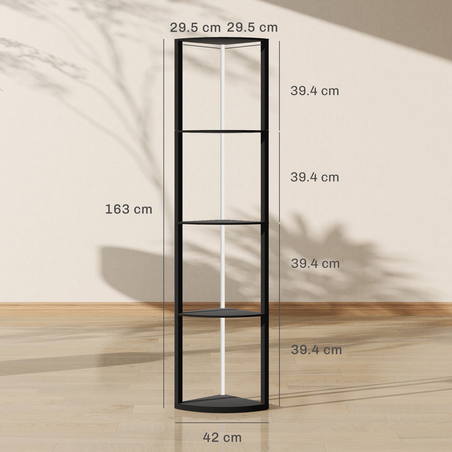 RGB LED Floor Lamp with Shelves, 4-Tier Dimmable Standing Lamp with Remote Control, Black